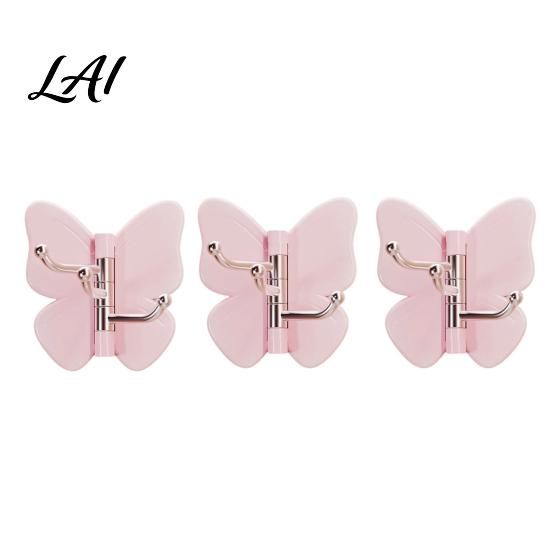 Butterfly Design Hooks Rotating Adhesive Wall Hooks 3-Prong No-Drill Swivel Hangers with Flexible Storage Adjustable Angle Space-Saving Hook,