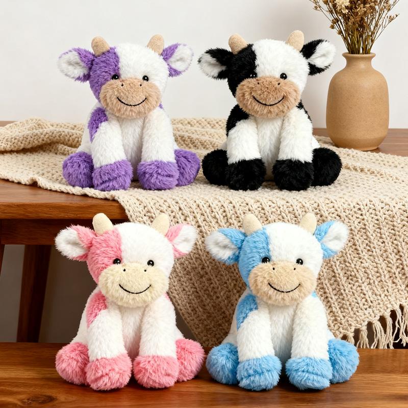 Sitting Cow Plush Toys Super Soft Skin-friendly Sleep Companion Doll Interesting Realistic Animal Doll Birthday Gifts For Friend
