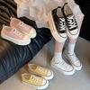 Niche High-value Thick-soled Heightening Canvas Shoes for Women's 2025 New Little White Shoes Ins Student Versatile Low-top Board Shoes