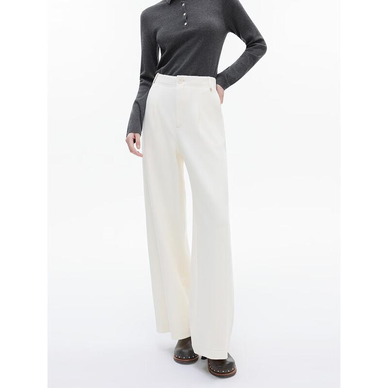 ELLE Women's French Style High-Waist Wide-Leg Pants