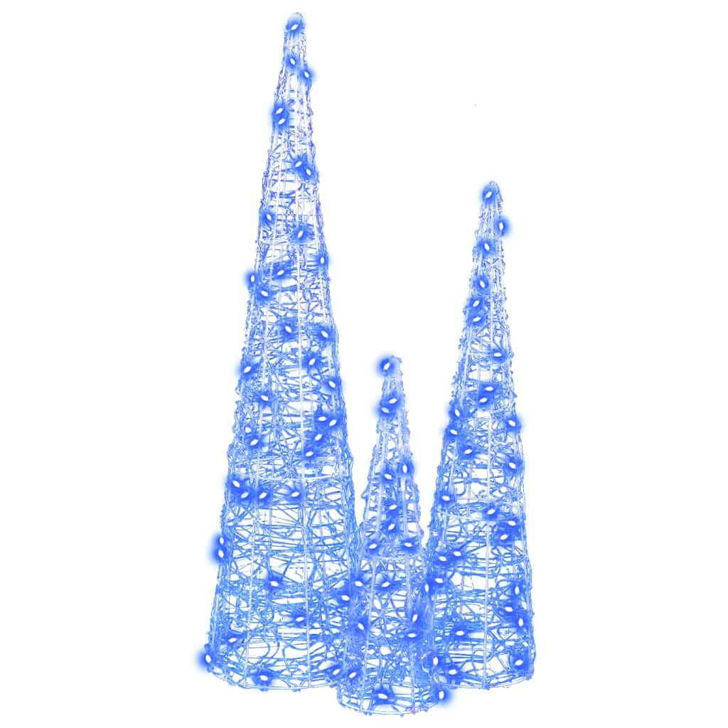 Christmas Tree with 90 LEDs 3 pcs Blue 20 x 20 x 80 cm Acrylic