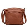 New Soft PU Leather Shoulder Bag Women Retro Messenger Bag Casual Multi-zipper Female Crossbody Bag Large Capacity Daily Handbag Satchel