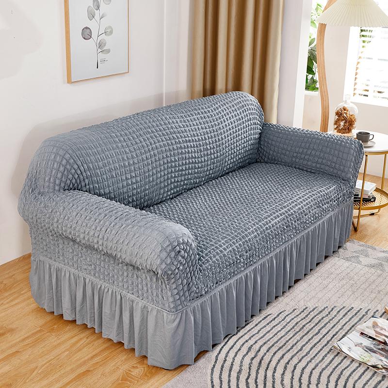 High Elastic Bubble Grid Sofa Cover 1/2/3/4 with Skirt Hem, All Season Universal Pet Anti Dirt