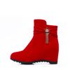 Large Sizes 34-43 Height Increasing Ankle Boots Woman Retro Chains Zip Up Autumn Winter Shoes Women Red Black 856