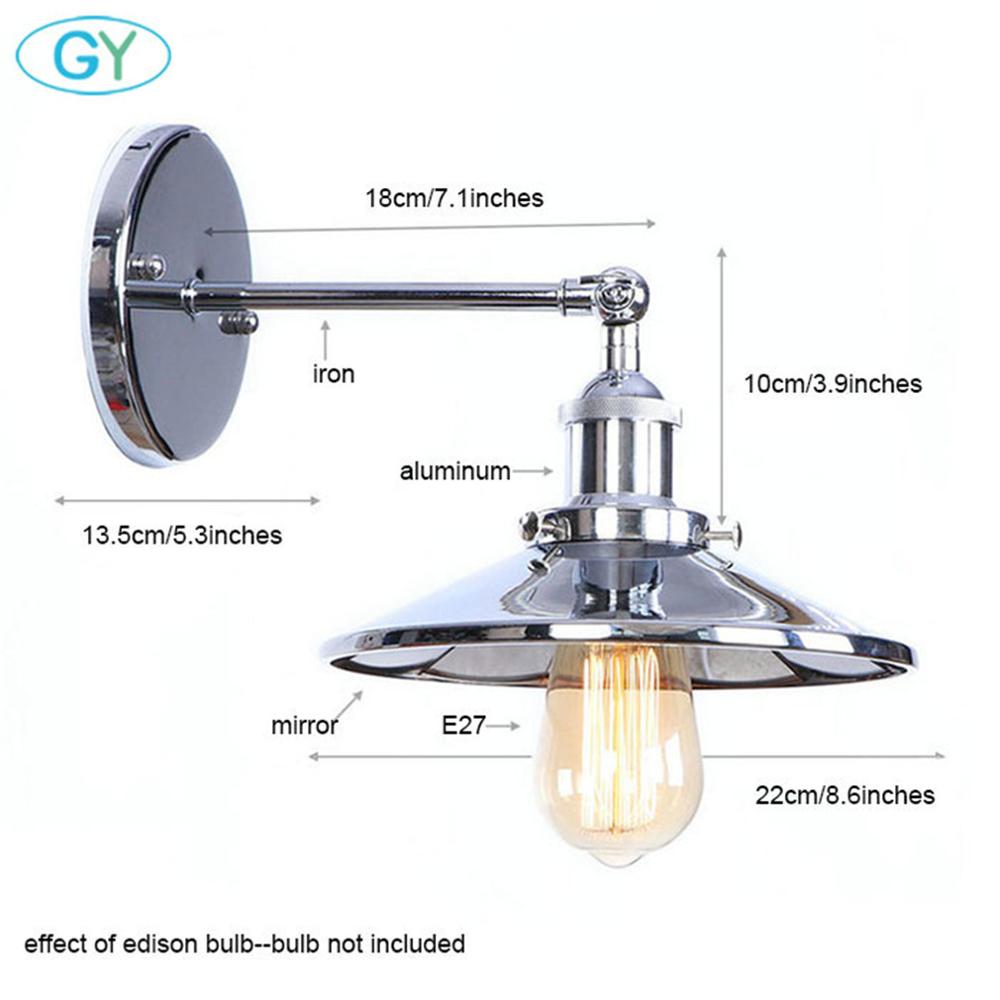 Chrome Finish Vintage Industrial Wall Light Loft Metal E27 Wall Sconce Retro Deco Stair Hallway Balcony Bathroom Vanity Lighting