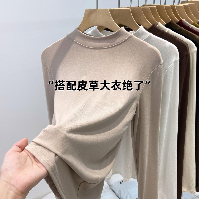 Весенний полированный тонкий бархатный маленький воротник-стойка с рубашкой для поддевы под пальто женский внутренний топ универсальная футболка с длинным рукавом