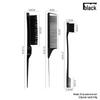 3-Piece Hair and Brow Styling Set: Teasing Brush, Edge Brush, Steel Needle Tail Comb, Dual-Headed Eyebrow Brush