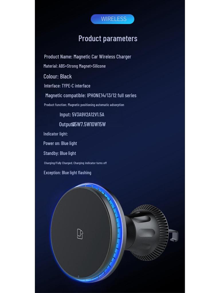 Беспроводной автомобильный держатель для телефона и зарядное устройство, совместимое с MagSafe, 15 Вт