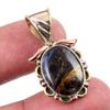 Natural Pietersite Gemstone 925 Solid Sterling Silver TwoTone Pendant 1.25" t3Z10