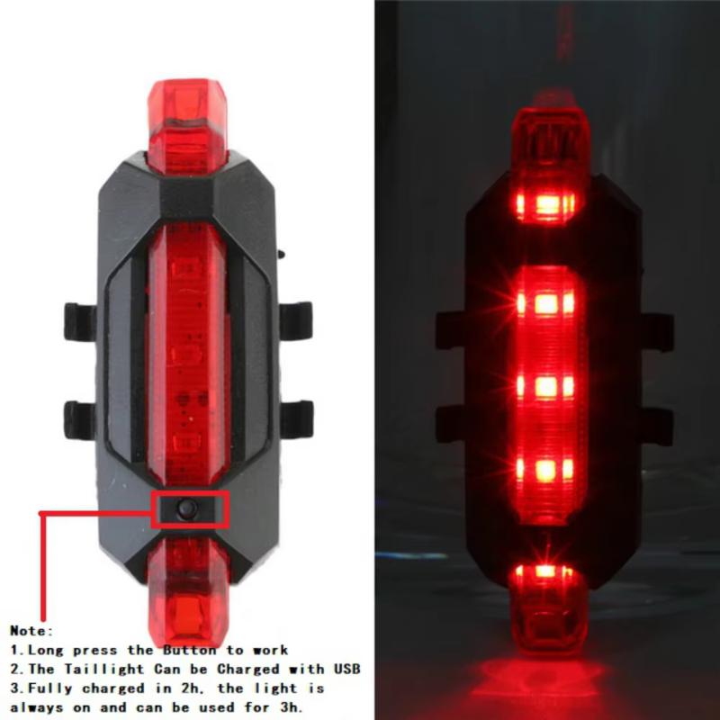 USB Rechargeable Bicycle Headlight and Taillight Waterproof for Enhanced Nighttime Safety
