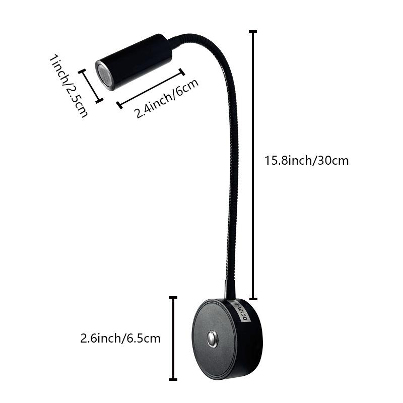 Светодиодный светильник для чтения на гибкой ножке для автодомов и лодок с сенсорным диммированием