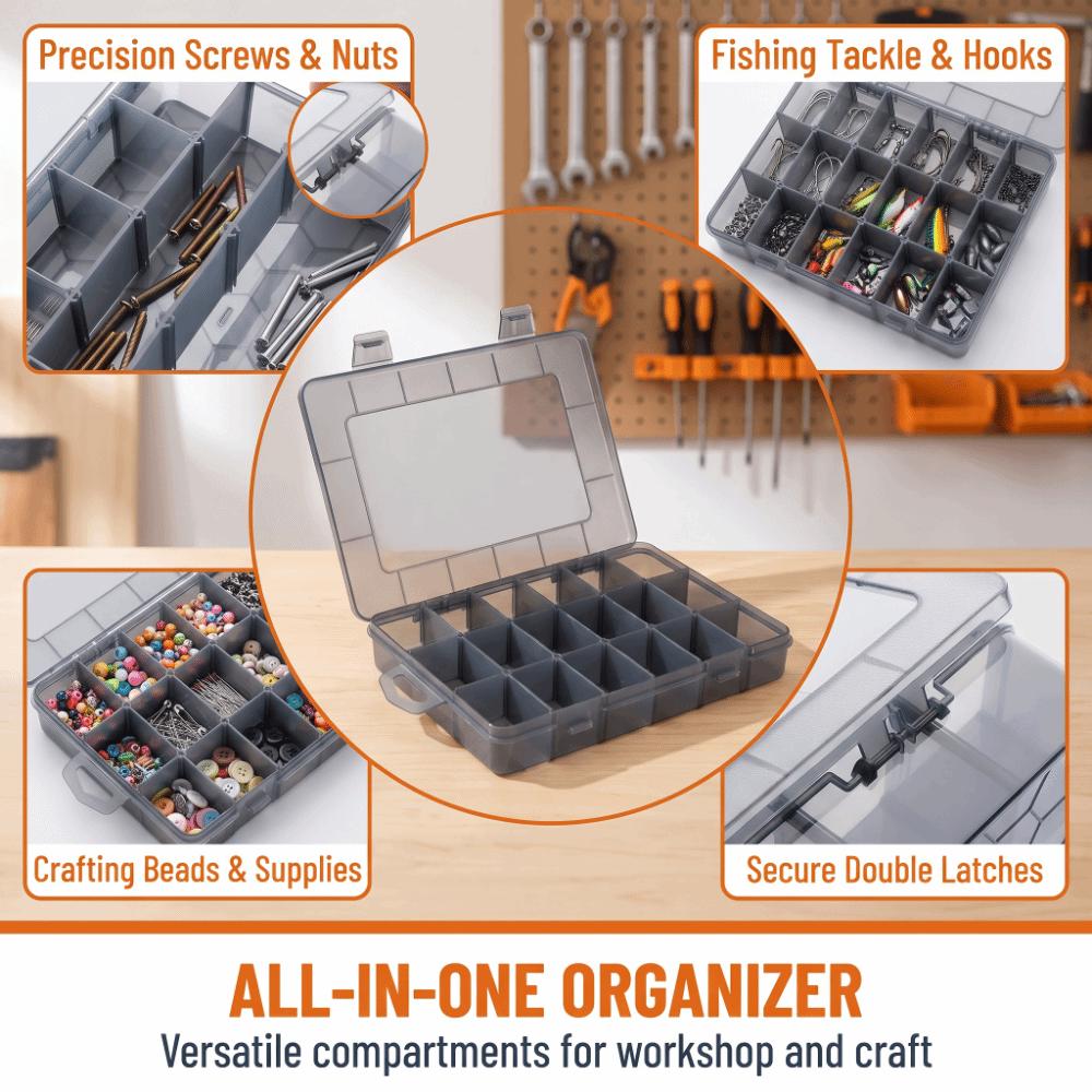 Transparent Lid Small Parts Storage Box 18 Grids Tools Organizer Box For DIY Crafting