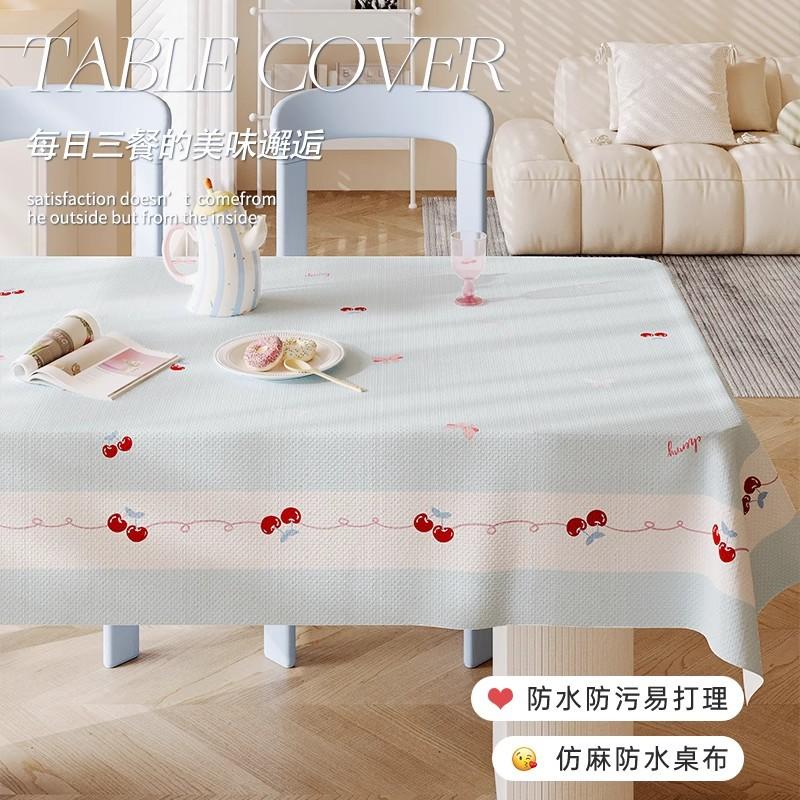 Корейская Клетчатая Вишня ПВХ Скатерть для Обеденного Стола Водонепроницаемая Утренняя Милая Живущая Одна Девушка Стол для Завтрака, Декоративная Накидка