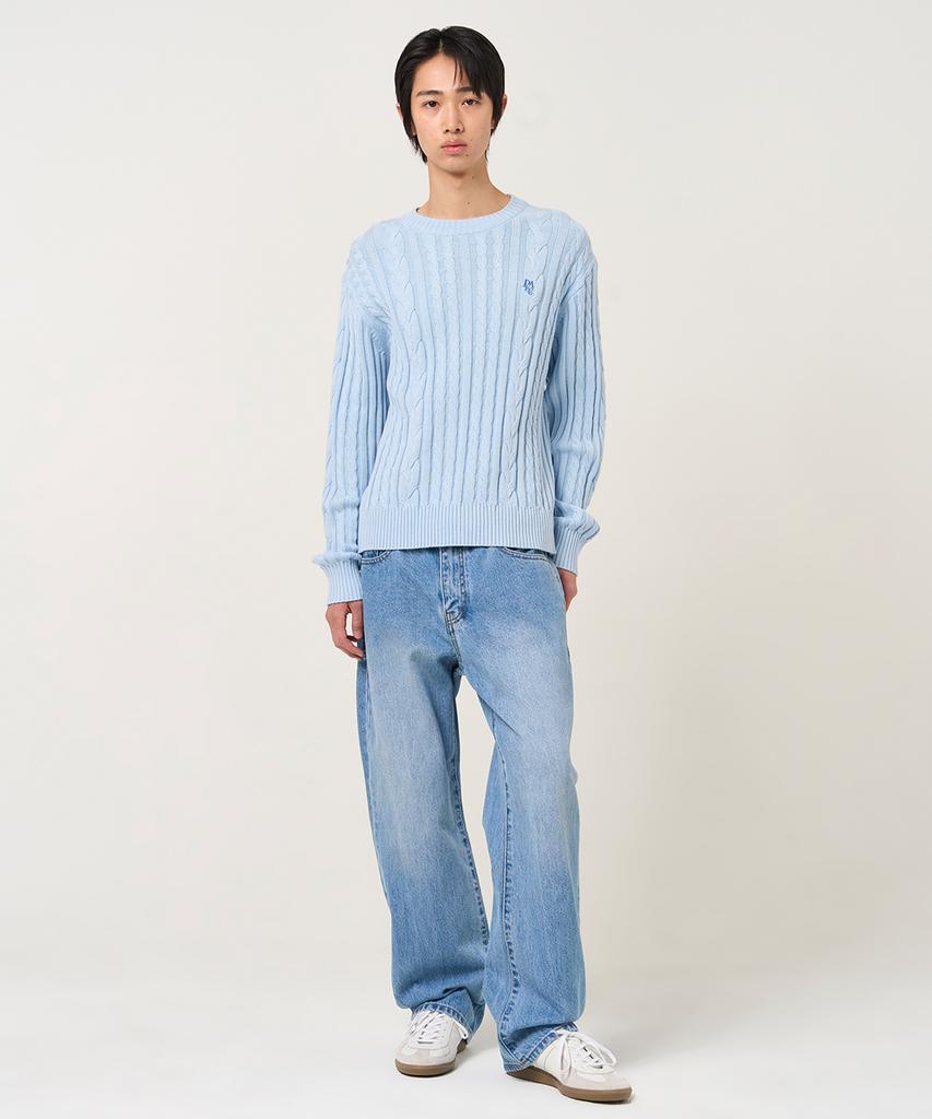 PLAC Cable Crop Knit Blue