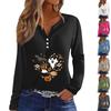Women's T Shirt Tee Button Floral Print Long Sleeve Daily Weekend Fashion Basic V-Neck Regular Top