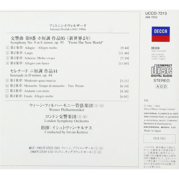 ДВОРАК: СИМФОНИЯ № 9 - ИЗ НОВОГО МИРА - и т. д. [Аудио компакт-диск] Иштван Кертеш