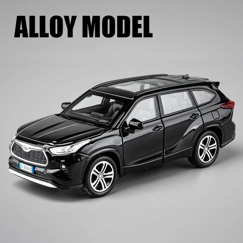 AHI4 1:32 Toyota Highlander 2023 SUV Alloy Die Cast Toy Car Model Sound and Light Pull Back Children's Toy Collectibles Birthday Gift