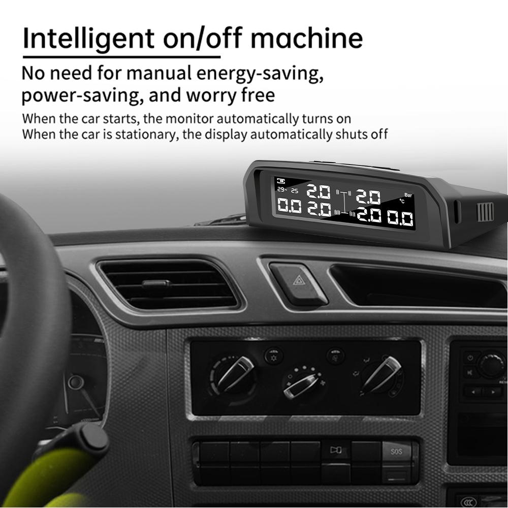 Автомобильный Грузовой TPMS Интеллектуальное Предупреждение о Температуре ЖК-Дисплей Система Мониторинга Давления в Шинах Автомобиля USB Питание от Солнечной Батареи 6 Внешних Датчиков