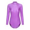 Женское боди с длинным рукавом и воротником-стойкой, однотонное эластичное трико на молнии сзади, гимнастический танцевальный комбинезон