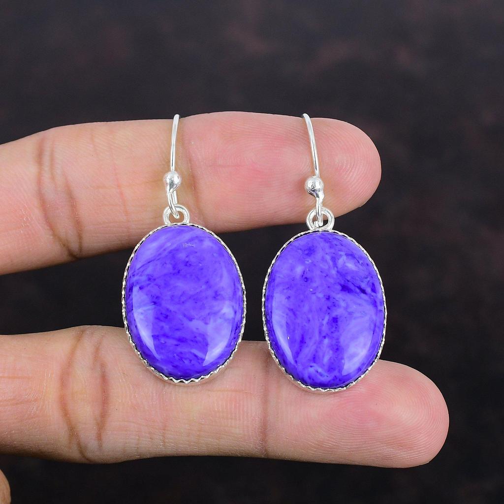 Charoite Earring Gemstone Handmade Earrings 925 Sterling Silver Earrings Designer Jewelry Brand New Earring Charoite Jewelry Gifts For Wife