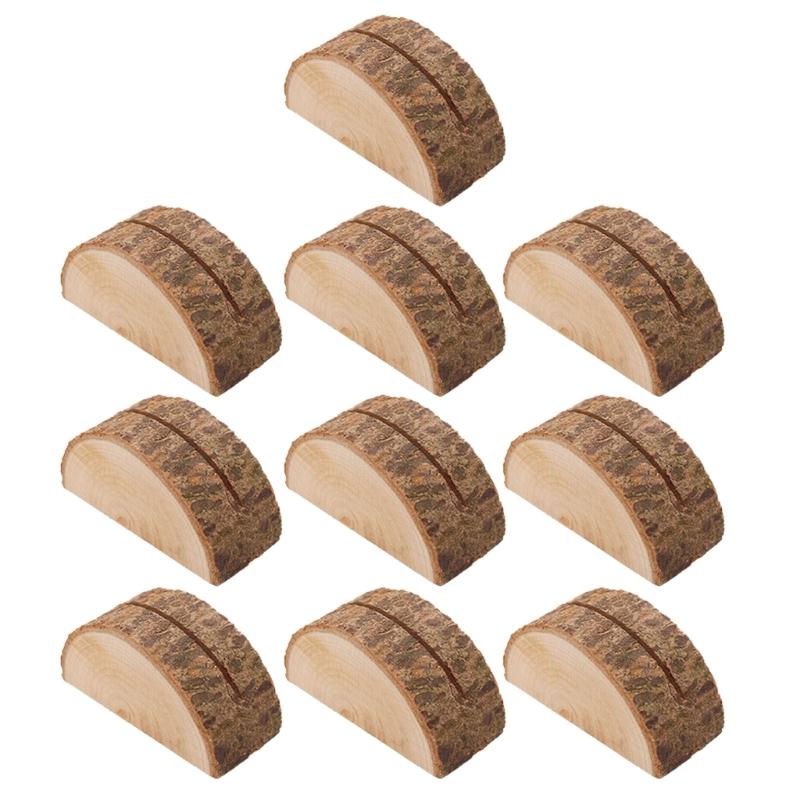 20Pcs Wood Table Number Holders Stand Wood Name Card Holders Wood Name Cards Food Label Memos Photo Holders for Wedding