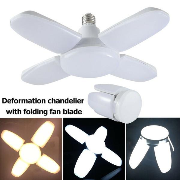 E27 LED Bulb Fan Blade Garage Light Deformable AC85-265V 28W Foldable Ceiling Fixture Lights Workshop Lamp Led Light Bulb  For Home Ceiling Light