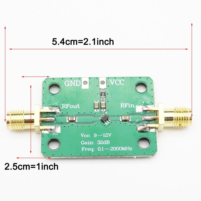 Широкополосный радиочастотный усилитель 0,1–2000 МГц, 30 дБ, малошумящий усилитель LNA с высоким коэффициентом усиления
