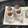 Летняя мода повседневные полые туфли Мэри Джейн ретро увеличение внутренней высоты плоская подошва плетеные дышащие с круглым носком повседневные туфли с отверстиями