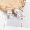 White Double Faux Pearls Earrings For Women Personality New Fashion Statement Earrings Jewelry Bijoux Gifts
