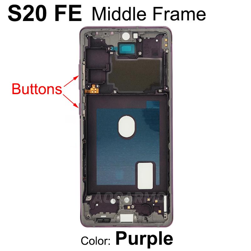 Aocarmo For Samsung Galaxy S20 FE G7810 Front LCD Display Middle Frame Chassis Bezel Plate With Buttons Replacement Part