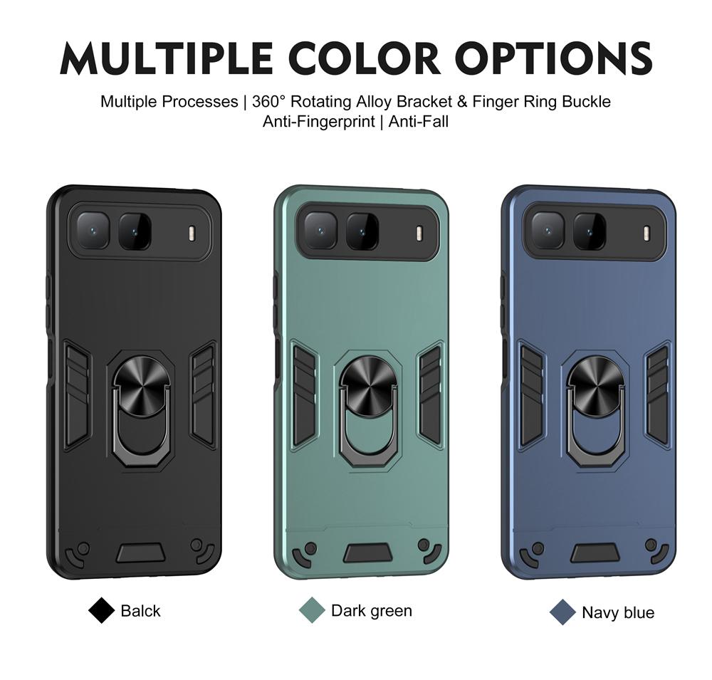KEYSION Противоударный бронированный чехол для Infinix Hot 60i 5G Мягкий силикон+ПК Металлическое кольцо-подставка Задняя крышка телефона для Infinix Hot 60i 5G