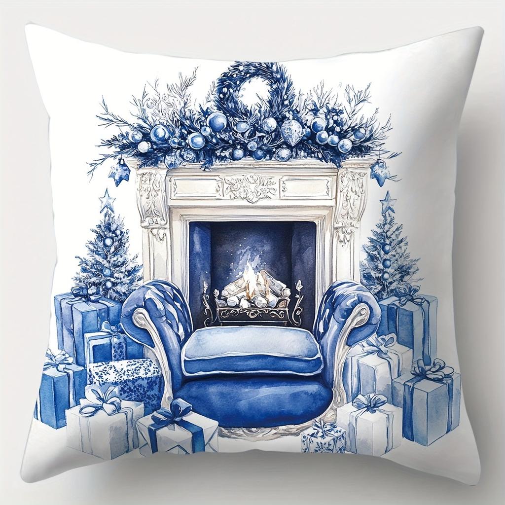 Рождественское украшение наволочка камин Рождественская елка подарок наволочка диван подушка люкс комната украшение для дома подарок