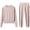 Anta Comfortable Breathable Loose Fit Round Neck Sweatshirt And High Waist Drawstring Cuffed Pants Set Women Tops, Bottoms Moran-Pink 962448202-3