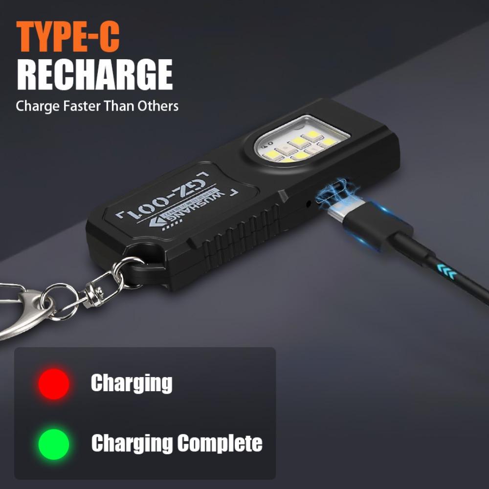 Портативный брелок-фонарик LED COB, USB-перезаряжаемый фонарь с клипсой для ручки, мощный мини-фонарь для работы на улице с магнитом