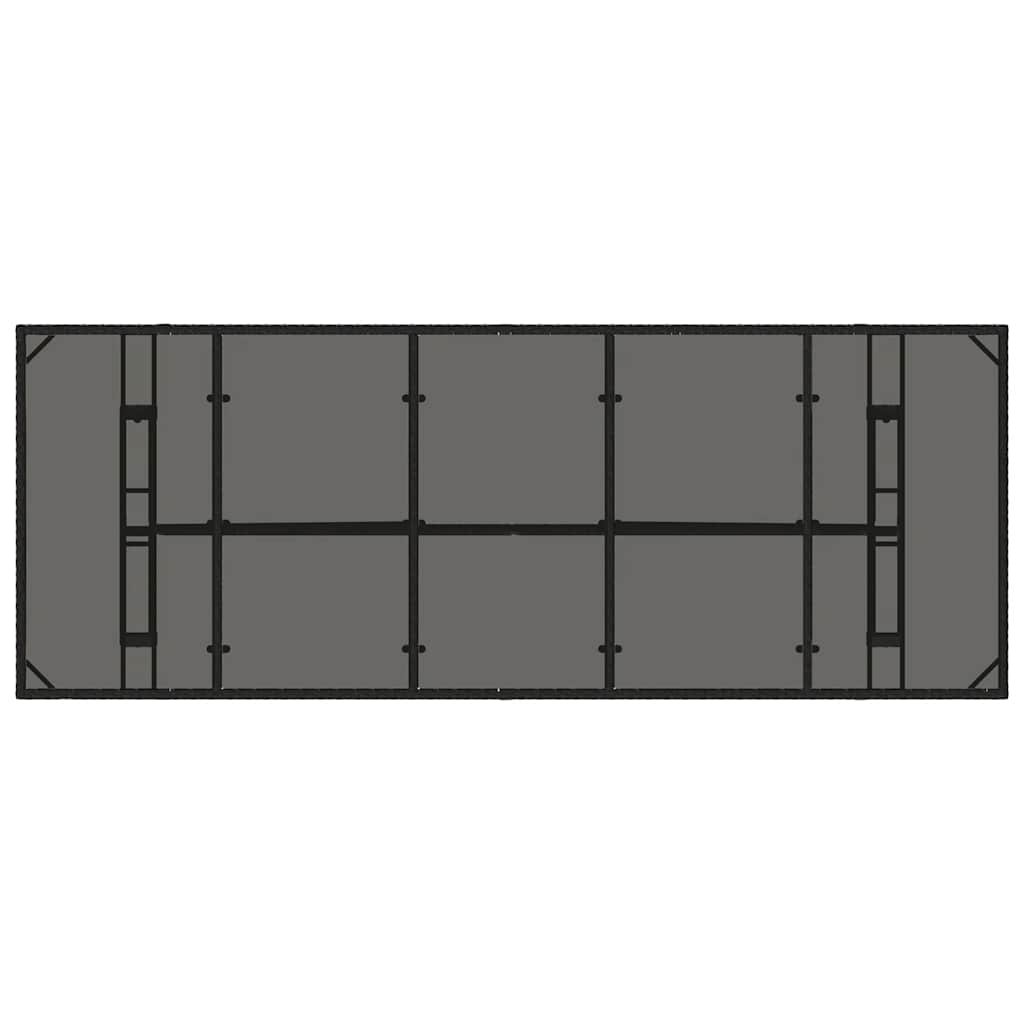 Garden Table with Glass Top Black 240 x 90 x 75 cm Poly Rattan