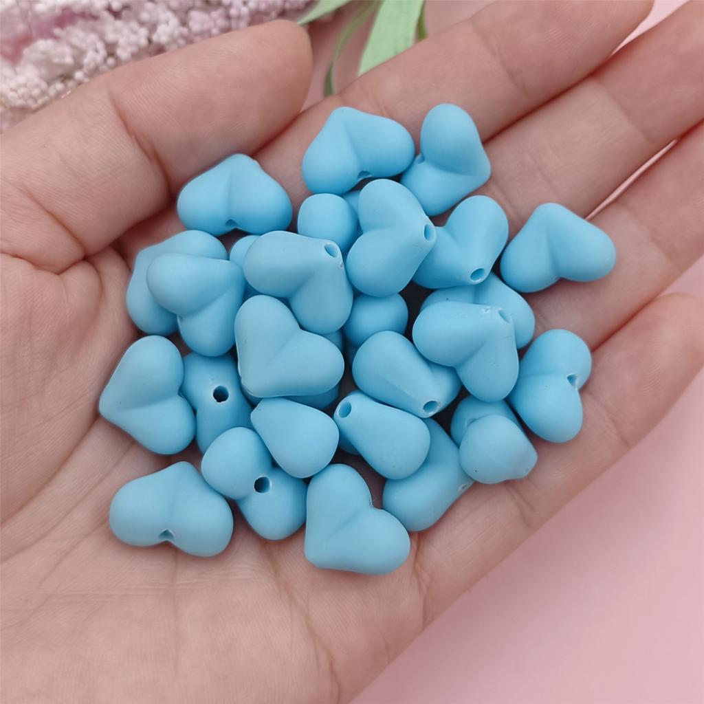 Home Party Supplies DIY Jewelry Accessories 15x11mm 30Pcs Creative Heart Rubber Making Materials Beads 9 Color Mobile Phone Chain Solid Color Fashion