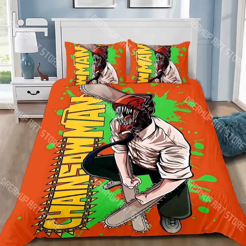 3D Print Chainsaw Man Anime Bedding Set Twin Queen King Full Size Duvet Cover Pillowcase Bed boys girls Adult Home Textiles