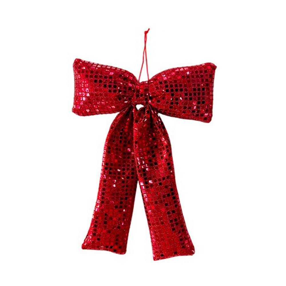 Sequin Decor Tree Ornament Shiny Surface Bow Pendant Easy Hang Christmas Bow Festive Display