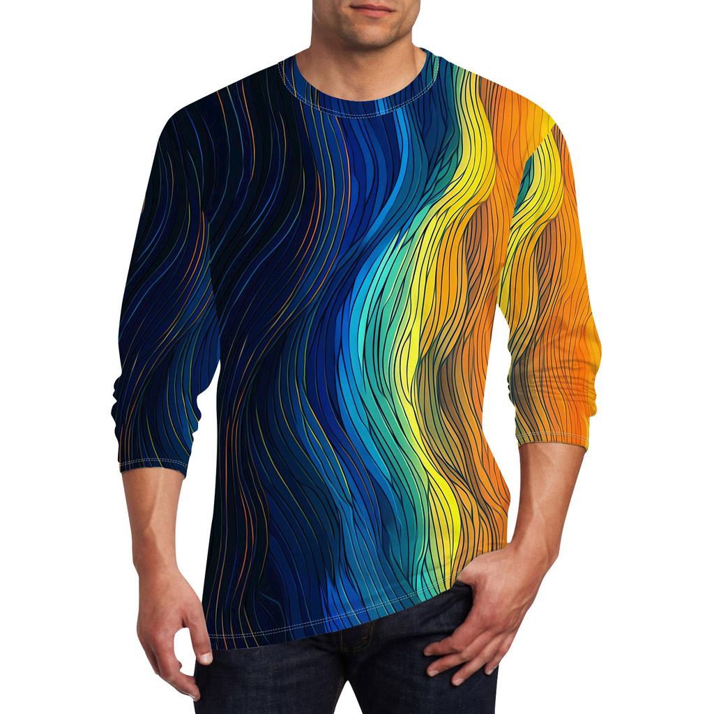 Men's T Shirt O-Neck Clothing Apparel Outdoor Long Sleeve Print Fashion Designer Vintage