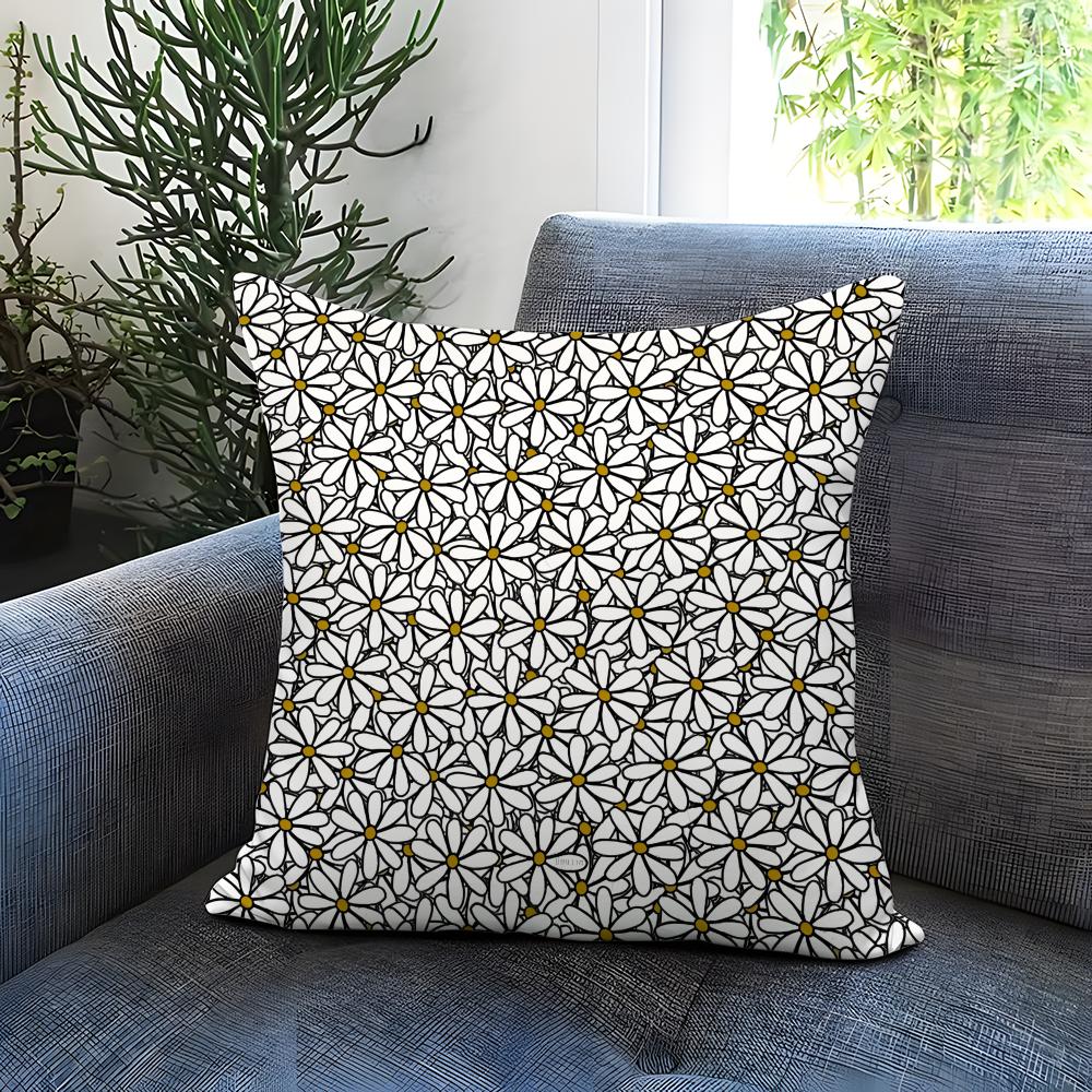 Daisy pattern Cushion Cover Comfortable Reversible Pillow Cover Ideal for Car Sofa Bedroom Beyond