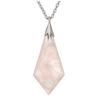 [R0818] - Silver 'Meghan' Rose Quartz Necklace (rhodium-plated) - 30x14 Mm