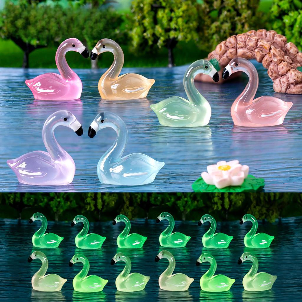 Creative Night Light Pink Flamingo Resin Ornament Cute Luminous Figurine For Desk
