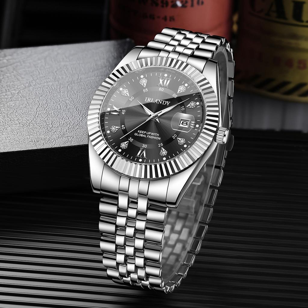 Xiaomi Fashion Rhinestone Men Business Watches Luxury Stainless Steel Strap Men's Calendar Quartz Watch Reloj Hombre (Without Box)