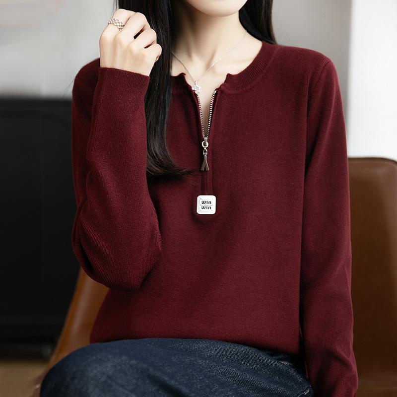 DAFIFY Женская мода повседневная осень-зима однотонный принт длинный рукав O-образный вырез свитера