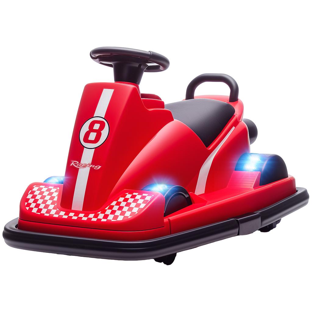Kids Bumper Car 360 degrees  Rotation Spin Electric Walzer Car With LED Lights Music For Ages 3 8 Years Old Red