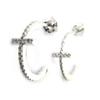 Les Trésors De Lily [M7628] - Silver White 'Cross' Hoop Earrings (rhodium-plated) - 16x6 Mm