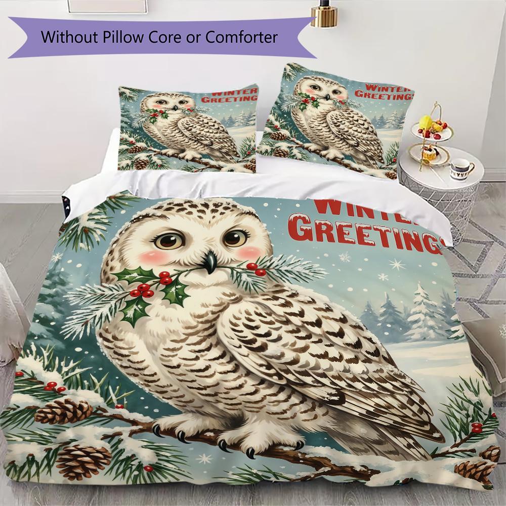 Winter Forest Fawn Pattern Bedding uilt Set uilt Cover Pillowcase Home Decoration Birthday Gift (1 * duvet cover + 2 * pillowcase without core)_XIA