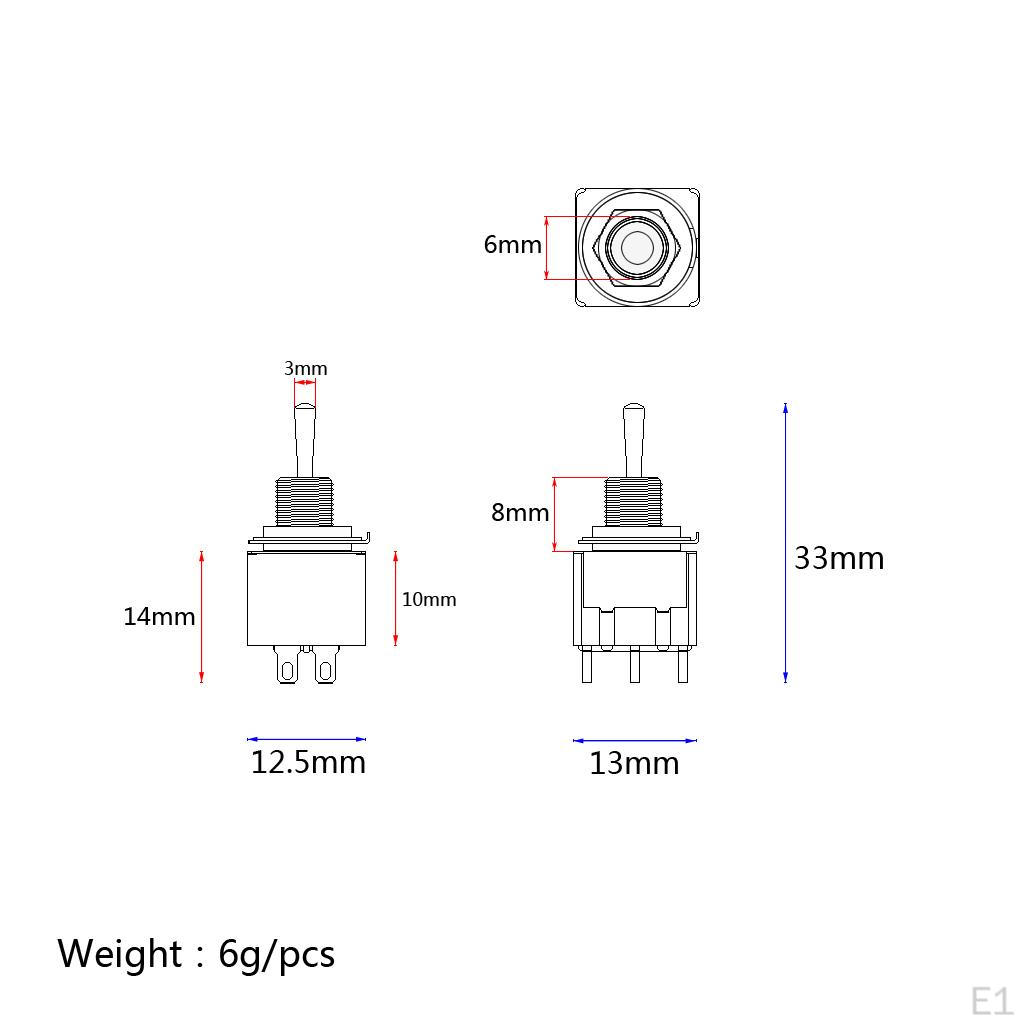 1 шт., сплав SPDT 6-контактный, 2-позиционный, 6 В, фиксирующий переключатель
