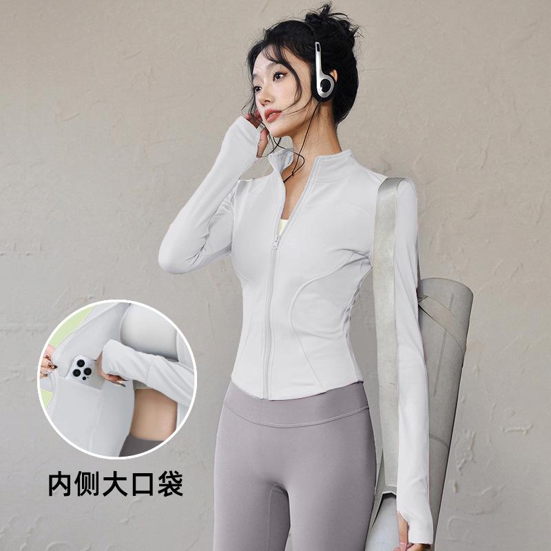 Yoga clothes, tops, professional running sports outdoor jackets, quick-drying fitness clothes, women's Pilates training clothes