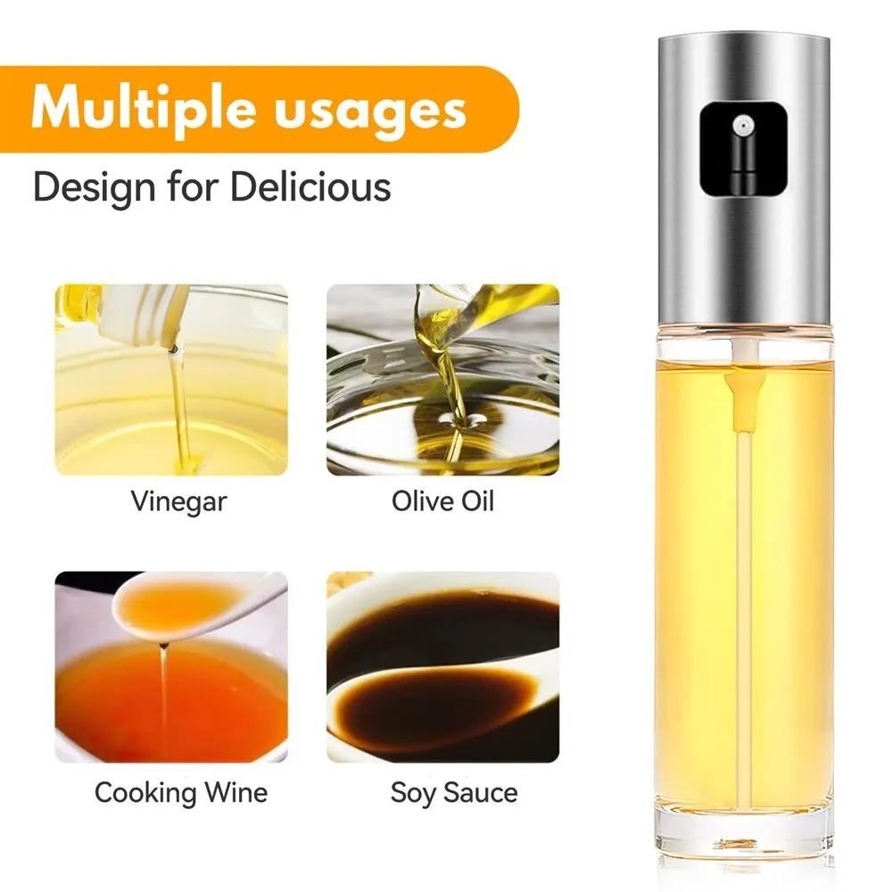 Glass Oil Sprayer for Cooking Olive Spray Mister for Salad BBQ Kitchen Baking Empty Vinegar Bottle 100ml